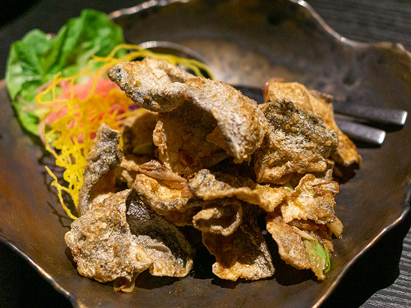 Crispy Salmon Skin with Golden Salted Egg Yolk